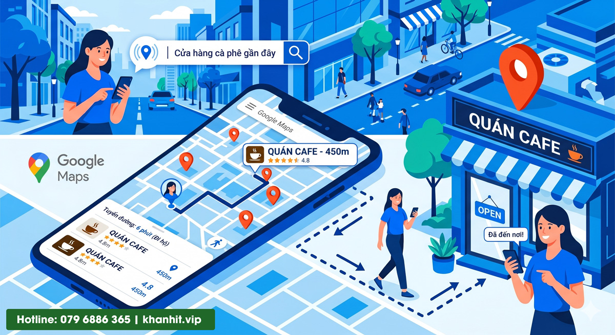 Google Maps tìm kiếm cửa hàng quanh đây