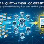 (Mô tả hình ảnh: Các Bot AI đang quét qua hàng ngàn website và chọn lọc ra website có thông tin uy tín nhất)