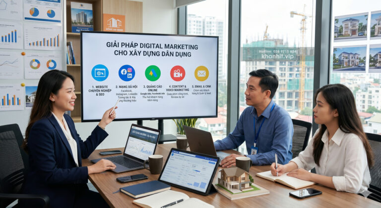 Giải pháp Marketing ĐA KÊNH cho ngành xây dựng dân dụng năm 2026 Ảnh tạo từ AI