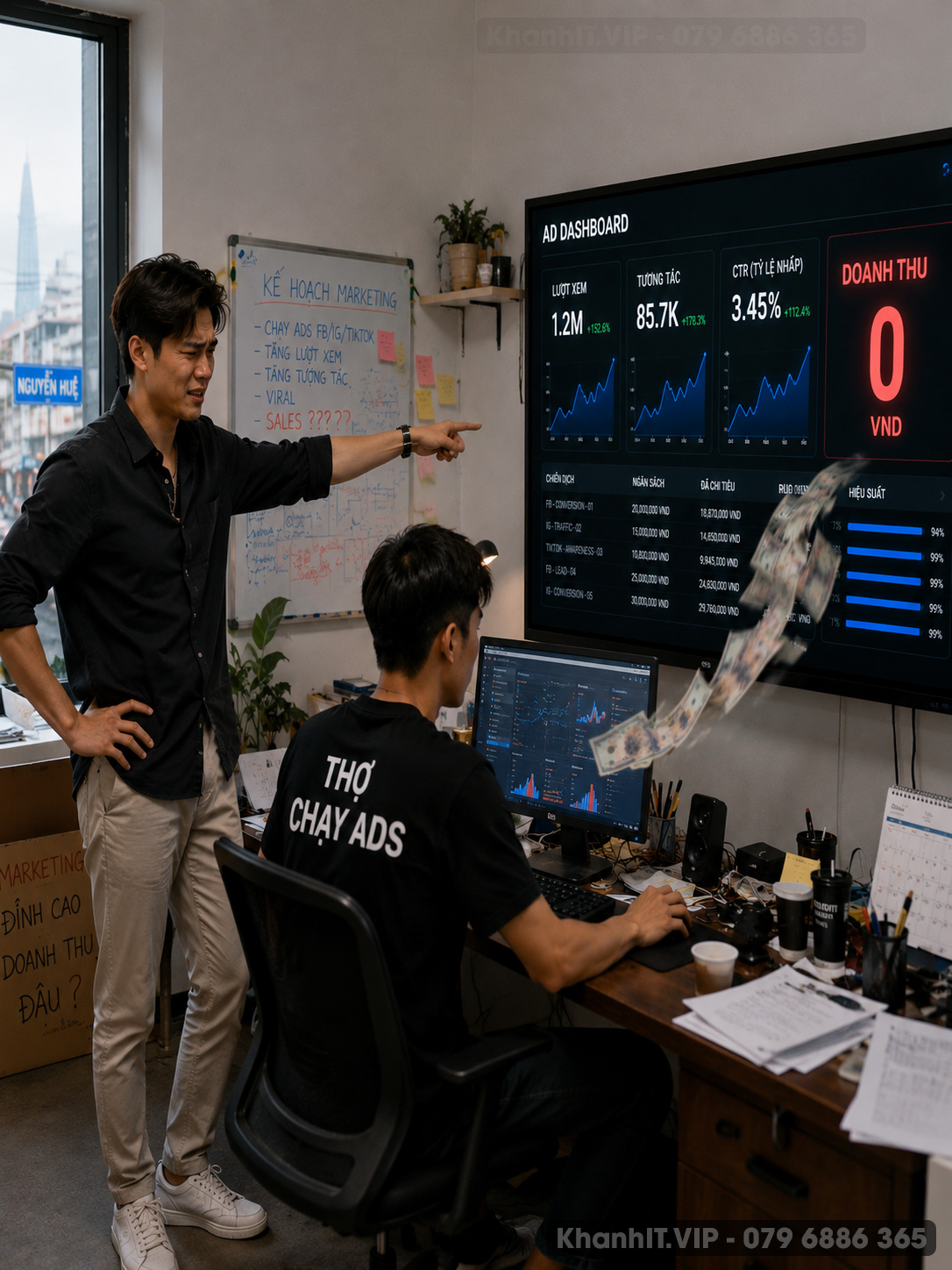 Nhiều chủ cửa hàng khi thấy ế khách liền vội vàng đổ tiền chạy quảng cáo trên Facebook, TikTok hay Google
Hình ảnh tạo từ AI