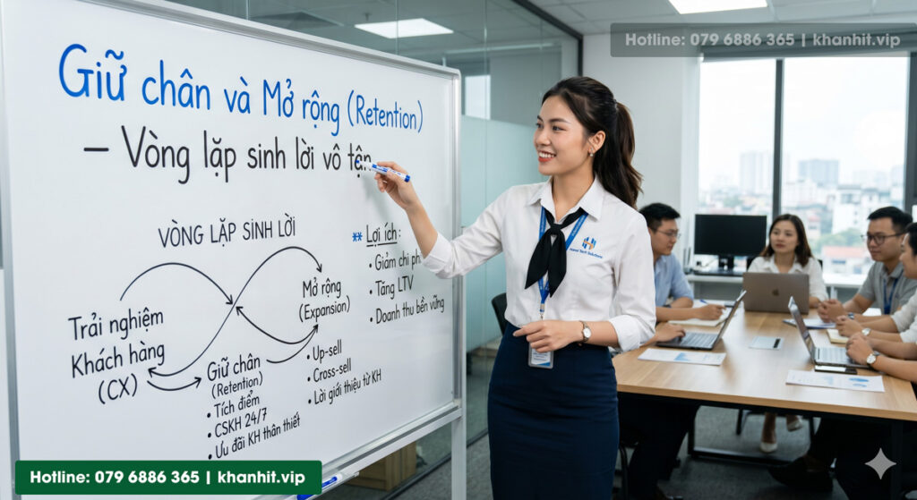 Giữ chân và Mở rộng (Retention) – Vòng lặp sinh lời vô tận
Hình ảnh được tạo từ AI
