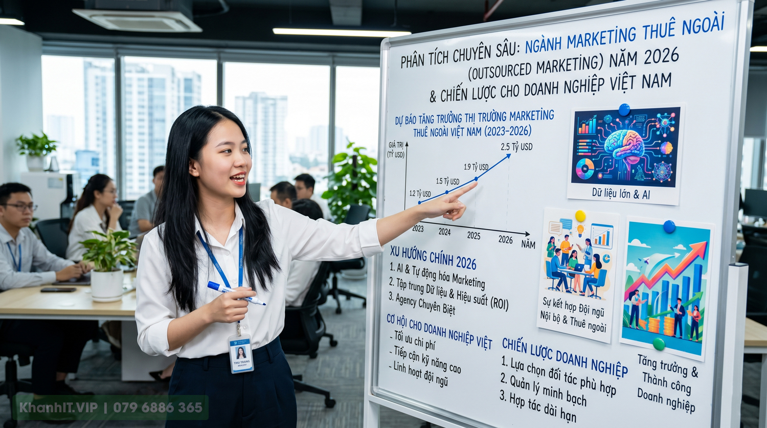 Phân tích chuyên sâu ngành marketing thuê ngoài (Outsourced Marketing) năm 2026 và Chiến Lược Cho Doanh Nghiệp Việt Nam 1 Phân tích chuyên sâu ngành marketing thuê ngoài (Outsourced Marketing) năm 2026 và Chiến Lược Cho Doanh Nghiệp Việt Nam Hình ảnh tạo từ AI