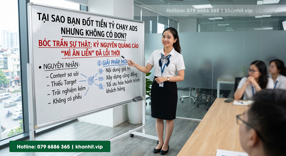 Tại sao anh/chị đốt tiền tỷ chạy Ads nhưng không có đơn? Bóc trần sự thật: Kỷ nguyên quảng cáo "Mì ăn liền" đã lỗi thời. Hình ảnh tạo từ AI