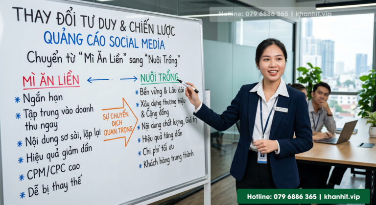 Thay đổi tư duy và chiến lược chạy quảng cáo trên các nền tảng mạng xã hội, từ "mì ăn liền" sang "Nuôi trồng" Hình ảnh được tạo từ AI