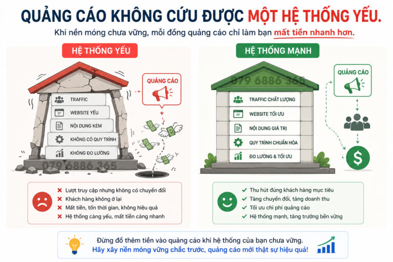 Khi nền móng chưa vững, mỗi đồng quảng cáo chỉ làm bạn mất tiền nhanh hơn.
